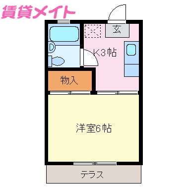 三重県伊勢市楠部町（アパート）の賃貸物件の間取り
