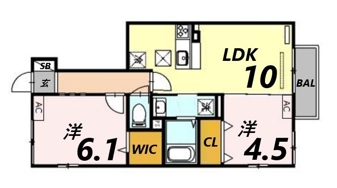 姫路市網干区興浜のアパートの間取り