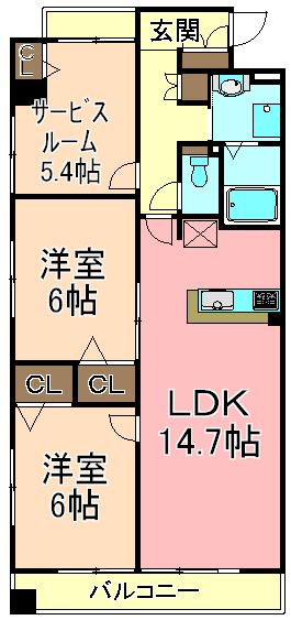 足立区谷在家のマンションの間取り