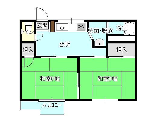 コーポ稲荷　Dの間取り