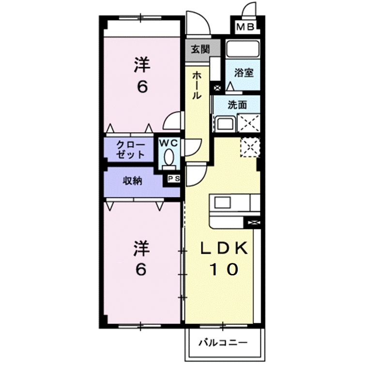 米子市淀江町佐陀のマンションの間取り