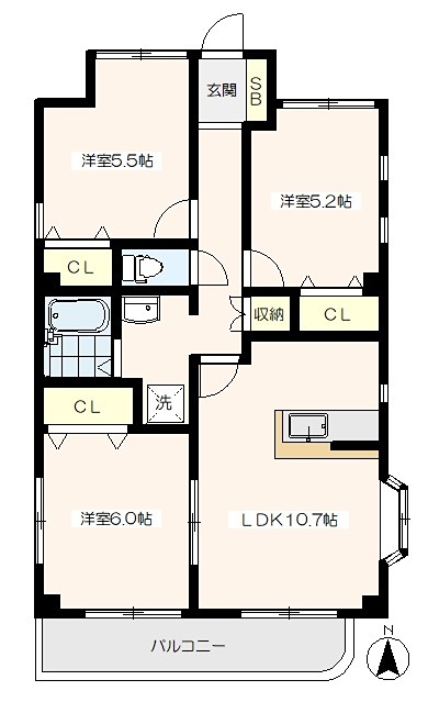 パークサイド第2Aの間取り