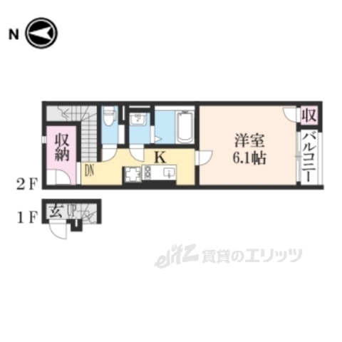 天理市東井戸堂町のアパートの間取り