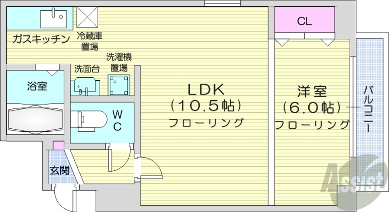 札幌市中央区南一条西のマンションの間取り