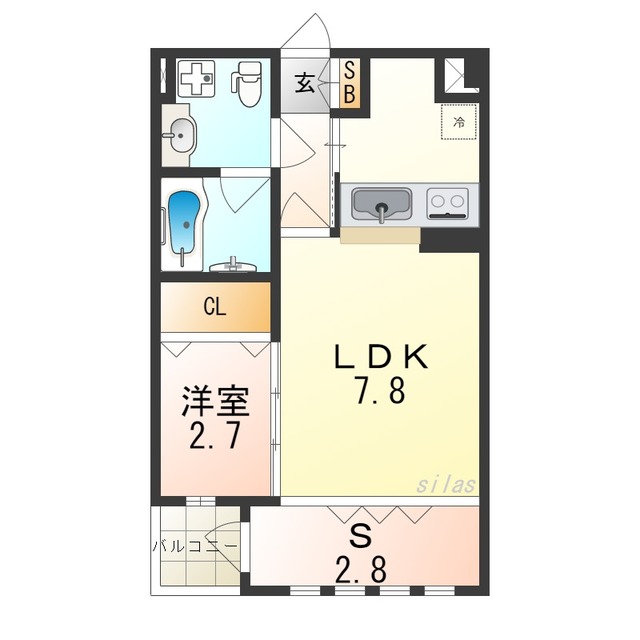 大阪市生野区巽西のマンションの間取り