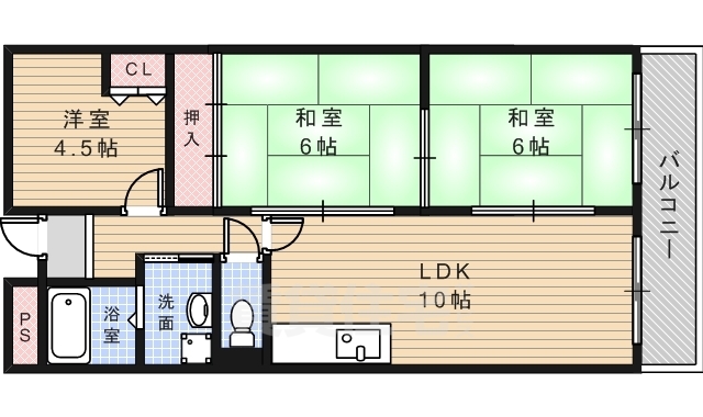 池田市緑丘のマンションの間取り