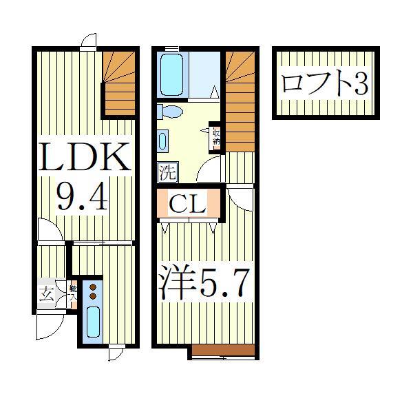 柏市花野井のアパートの間取り