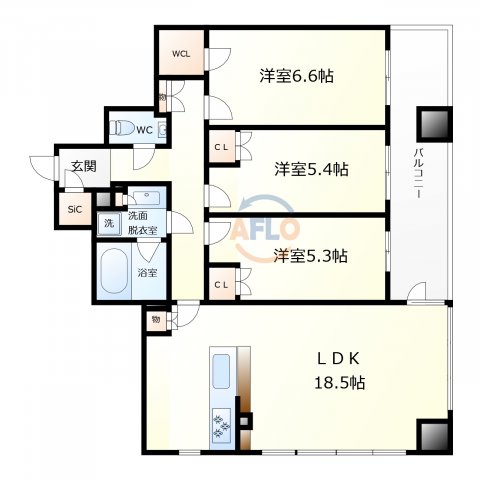 クレヴィアタワー御堂筋本町の間取り