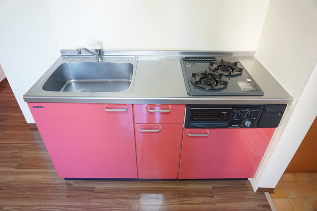 キッチン　お料理好きにおすすめ☆グリル付２口システムキッチン設置済♪