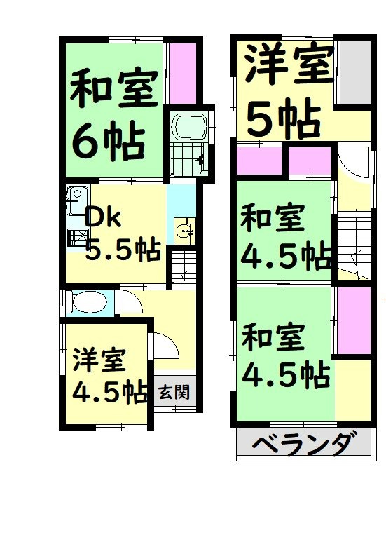 土師町1戸建貸家の間取り写真