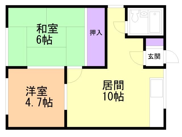 函館市住吉町のアパートの間取り