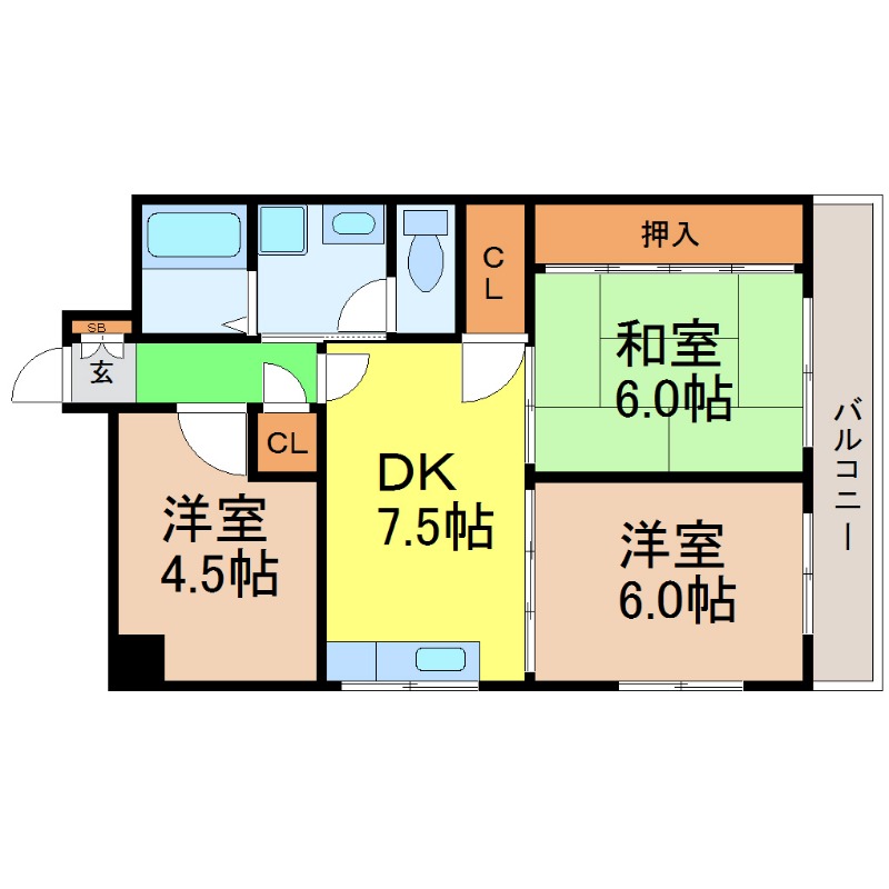 名古屋市熱田区神宮のマンションの間取り