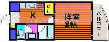 岡山市北区大供表町のマンションの間取り