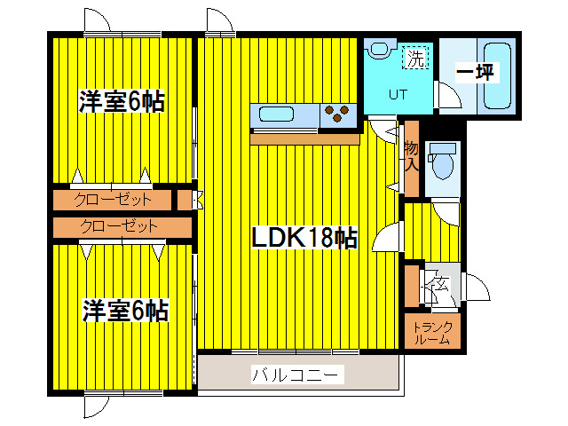 札幌市東区伏古六条のアパートの間取り