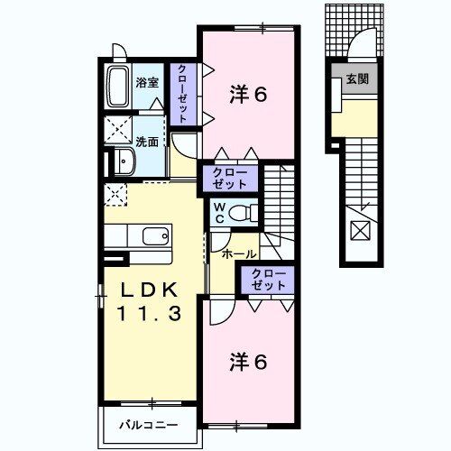 大和高田市曽大根のアパートの間取り