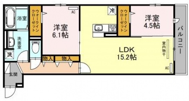 大阪市東住吉区北田辺のアパートの間取り