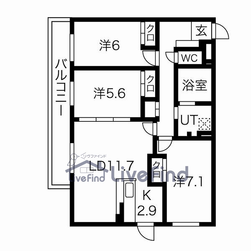 札幌市白石区中央三条のマンションの間取り