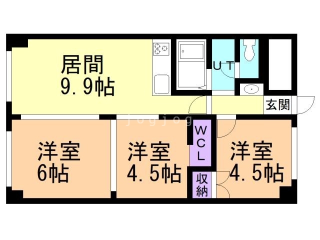 札幌市東区北四十一条東のマンションの間取り