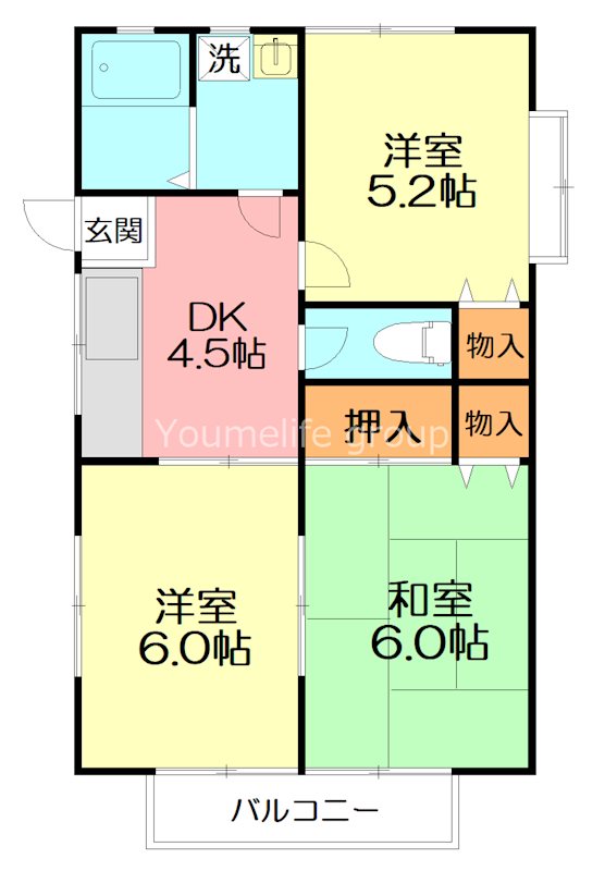 秦野市千村のアパートの間取り