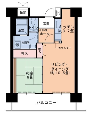 西宮市津門大箇町のマンションの間取り