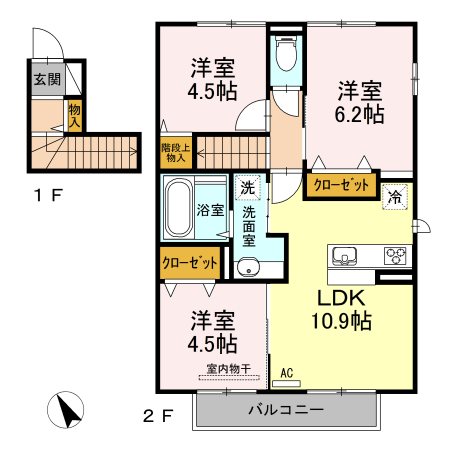 出水市向江町のアパートの間取り