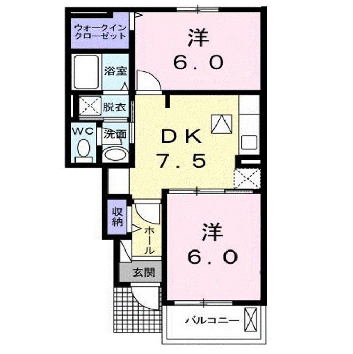 福山市御幸町大字下岩成のアパートの間取り