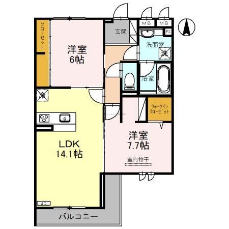 【越谷市新越谷のアパートの間取り】