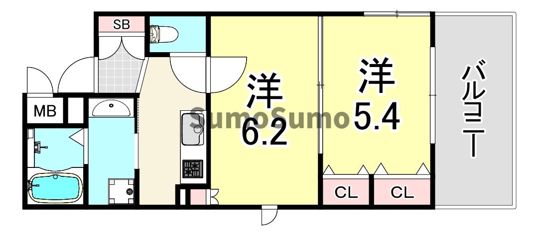 尼崎市東難波町のマンションの間取り