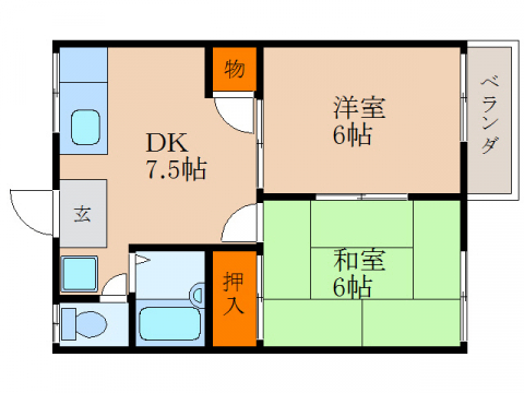 愛知郡愛荘町石橋のアパートの間取り