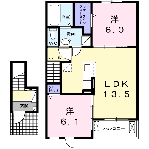 姫路市北平野のアパートの間取り