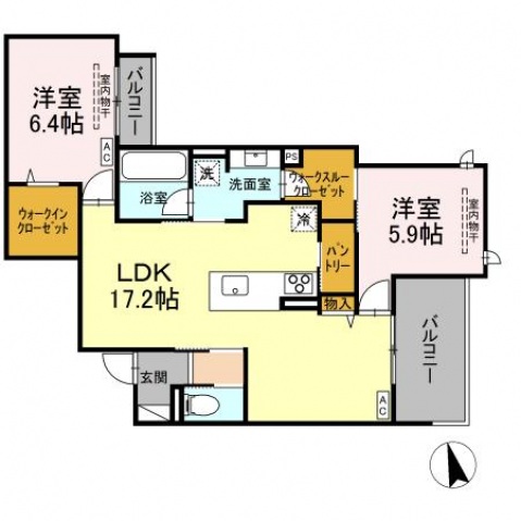 広島市佐伯区皆賀のアパートの間取り