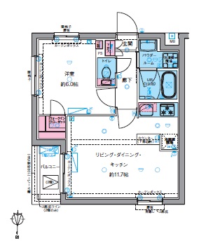 新宿区大京町のマンションの間取り