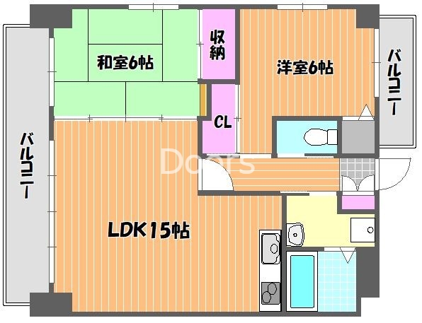 岡山市北区京橋町のマンションの間取り