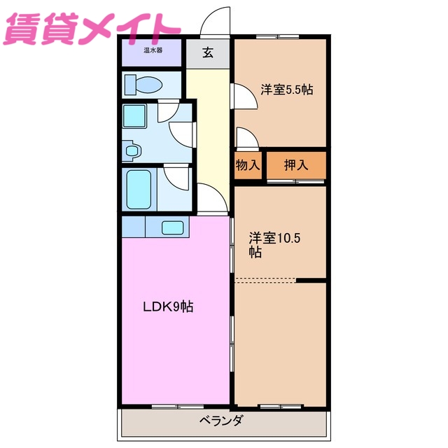 鈴鹿市西条のマンションの間取り