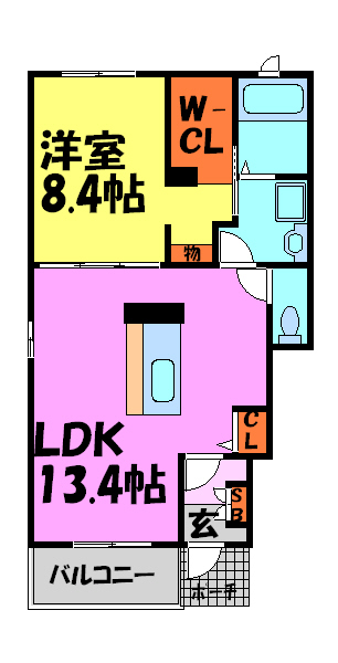 川西市東畦野のアパートの間取り