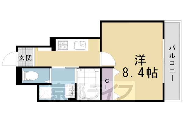 京都市北区紫竹北大門町のアパートの間取り