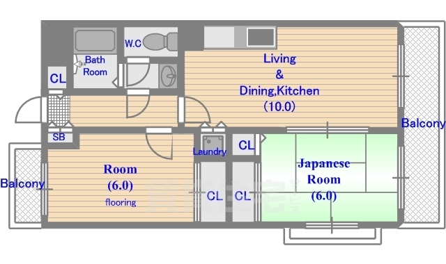 武蔵野市境南町のマンションの間取り