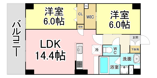 北九州市小倉南区沼緑町のマンションの間取り