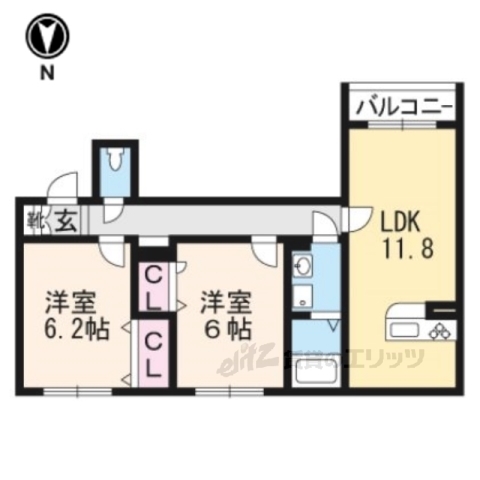 京都市右京区梅ケ畑畑ノ下町のアパートの間取り