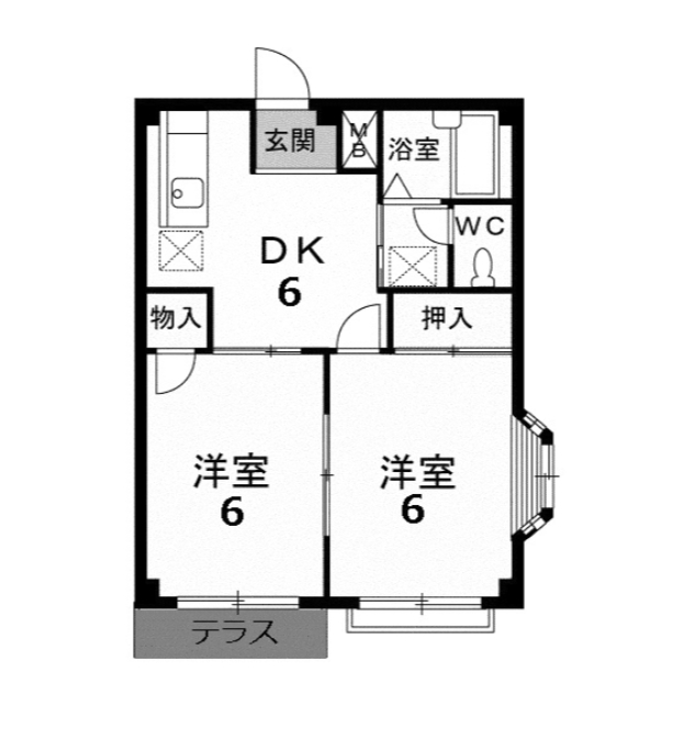 熊谷市高柳のアパートの間取り