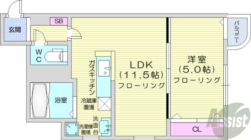 札幌市中央区南一条西のマンションの間取り