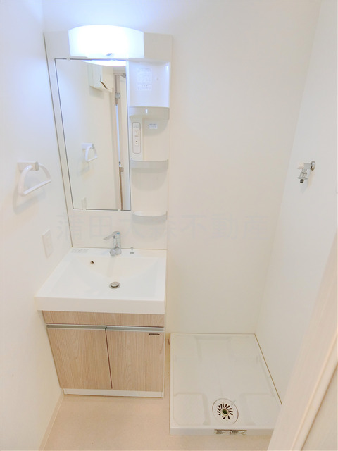 洗面設備　独立洗面台と室内洗濯機置き場　脱衣所　洗面所　トイレと洗面台