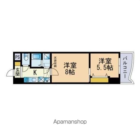 地下鉄七隈線 渡辺通駅 徒歩6分 15階建 築21年の間取り写真