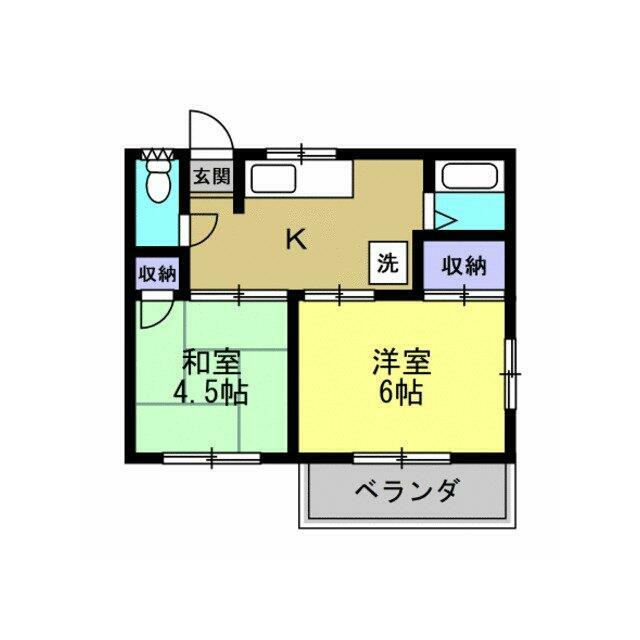 小田急小田原線 本厚木駅 バス乗車時間：17分 最寄りバス停で下車 徒歩3分 2階建 築40年の間取り写真