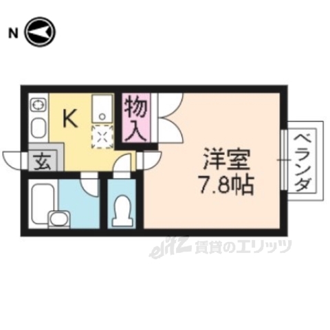 京都市北区等持院中町のアパートの間取り