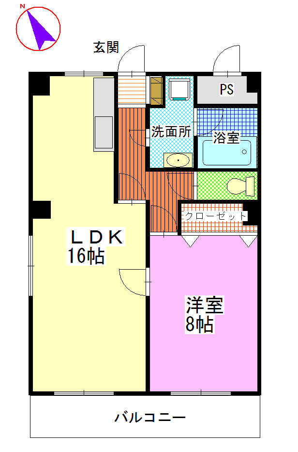 岡山市北区内山下のマンションの間取り