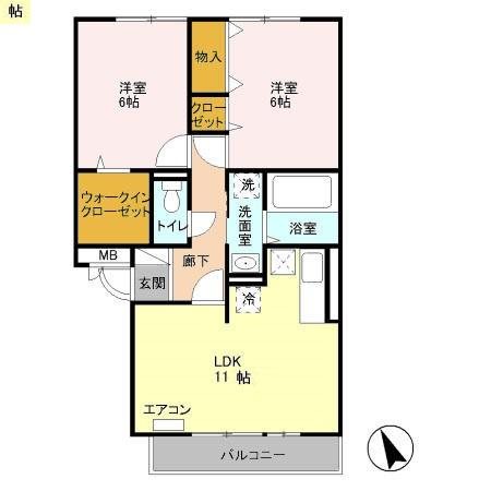 相模原市中央区宮下本町のアパートの間取り