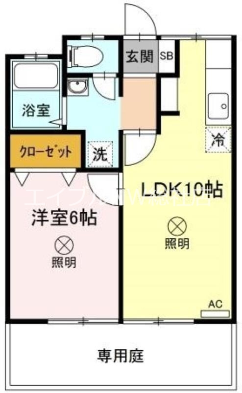 岡山市北区吉備津のアパートの間取り