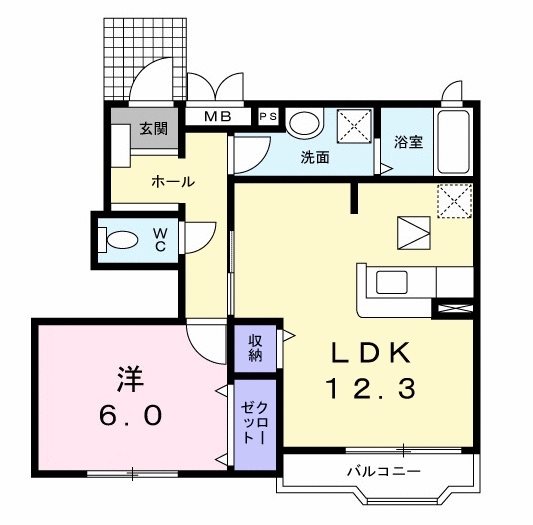 八王子市上壱分方町のアパートの間取り