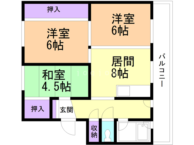 函館市金堀町のマンションの間取り